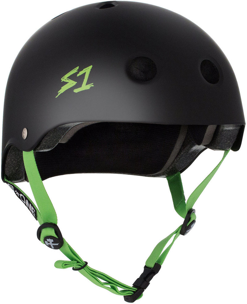 S1 Lifer Helmet Black Matte With Green Straps