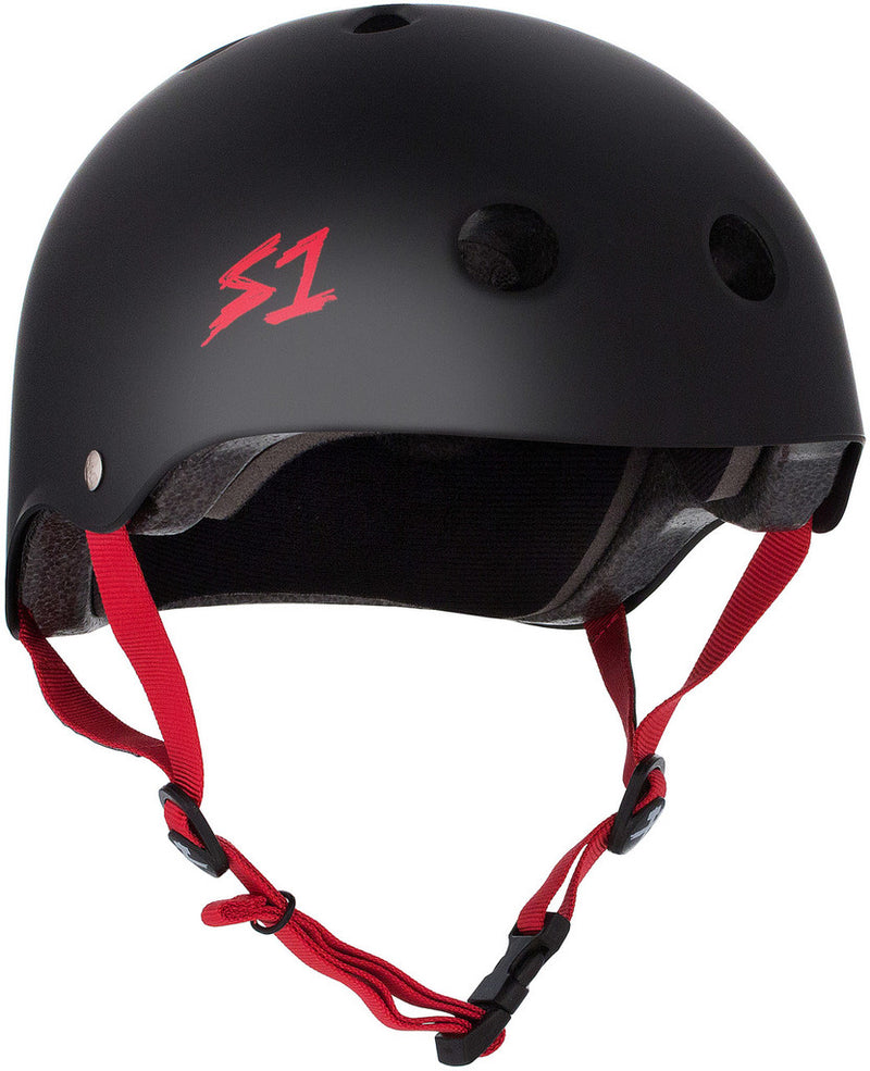 S1 Lifer Helmet Black Matte With Red Straps
